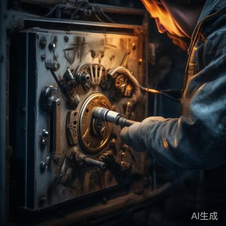 “用焊斧轻敲保险柜锁具”