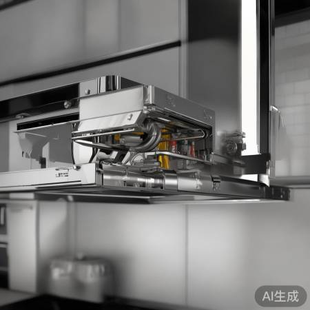 “油烟机盖板开启,现点火针与燃