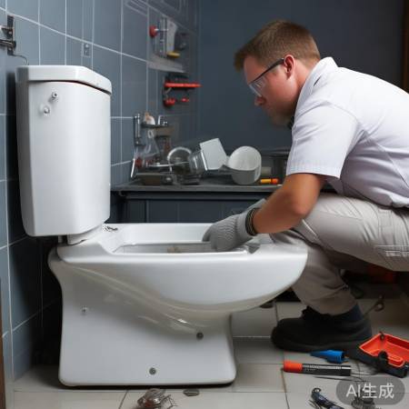 维修马桶,工具齐全,小心操作