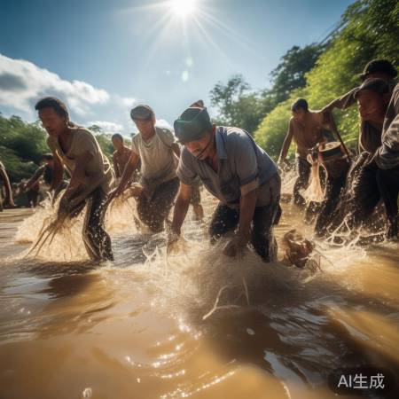 温州鞋厂遇水灾，村民齐心协力捞鞋自救