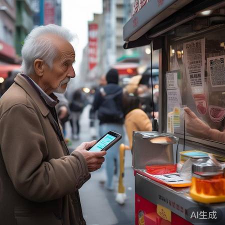 “无人摊位扫码,感慨时代变迁”